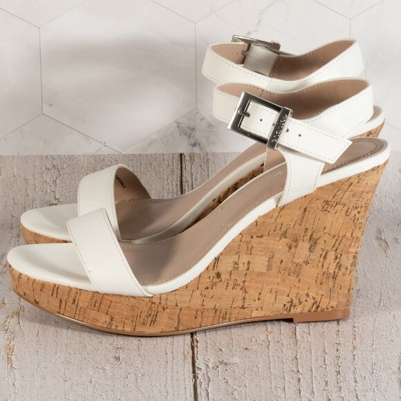 CHARLES by CHARLES DAVID Lindy Color White Cork Wedge Sandal Size 7 M - Picture 5 of 12